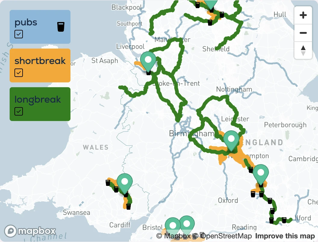 Map of UK canal holidays